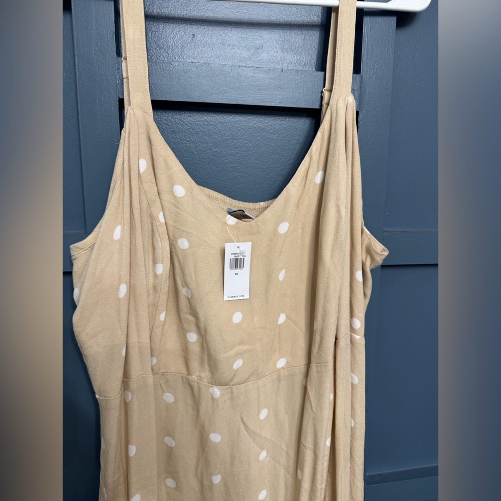 Old Navy Beige Dress with White Dots